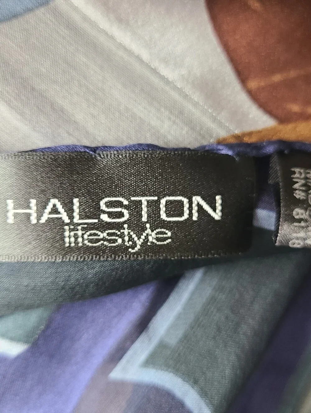Halston Navy Burgundy Rose Floral Oblong Vintage Silk Scarf